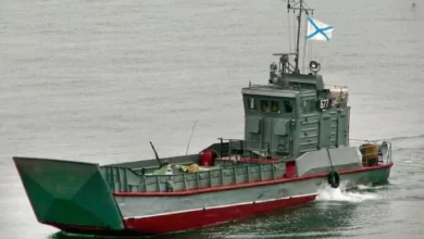 Photo of Russian landing craft sinks after hitting sea mine