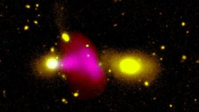 Photo of Black hole discovered firing jets at neighboring galaxy