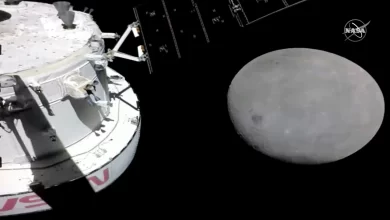 Photo of NASA capsule buzzes moon, last big step before lunar orbit