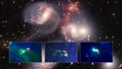 Photo of James Webb Space Telescope spies massive shockwave and baby dwarf galaxy in Stephan’s Quintet