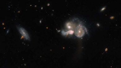 Photo of Hubble views a merging galactic trio